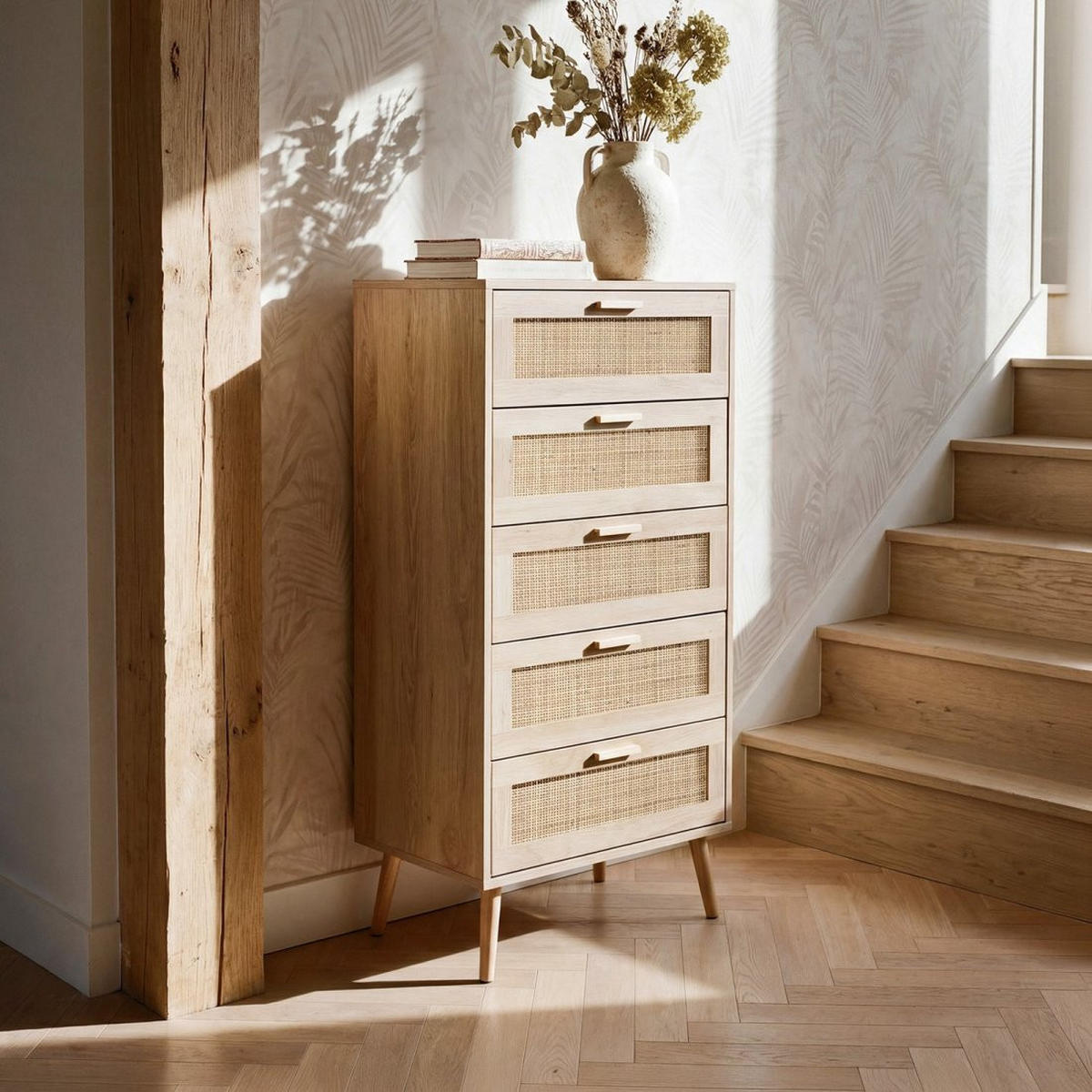 SCHUBLADENSCHRANK Tahiti Natürlich 60 cm x 119 cm - Naturfarben, Holzwerkstoff (60/119/39cm) - Klast Home