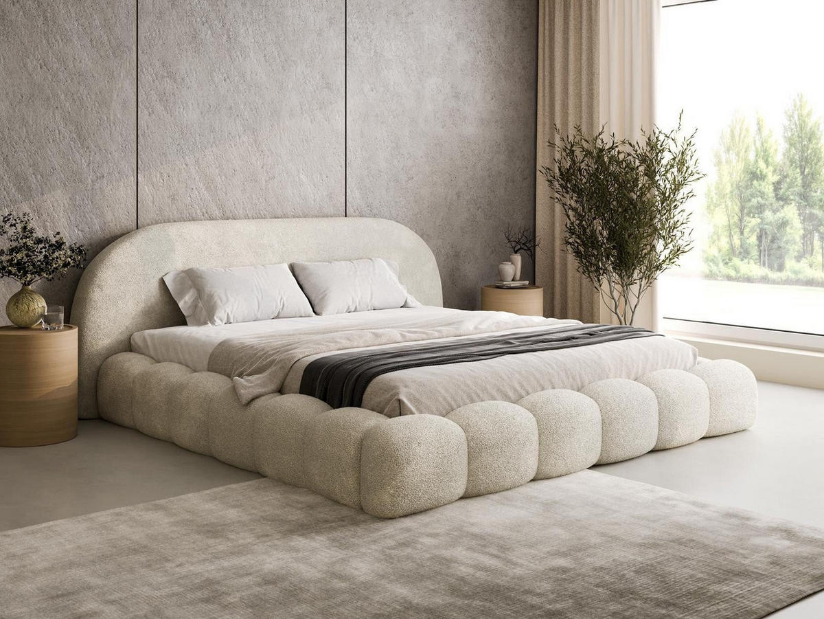 POLSTERBETT Metallrahmen 180x200 Hellbeige OMBIS - Creme, Holzwerkstoff (180/200cm) - Compleo24