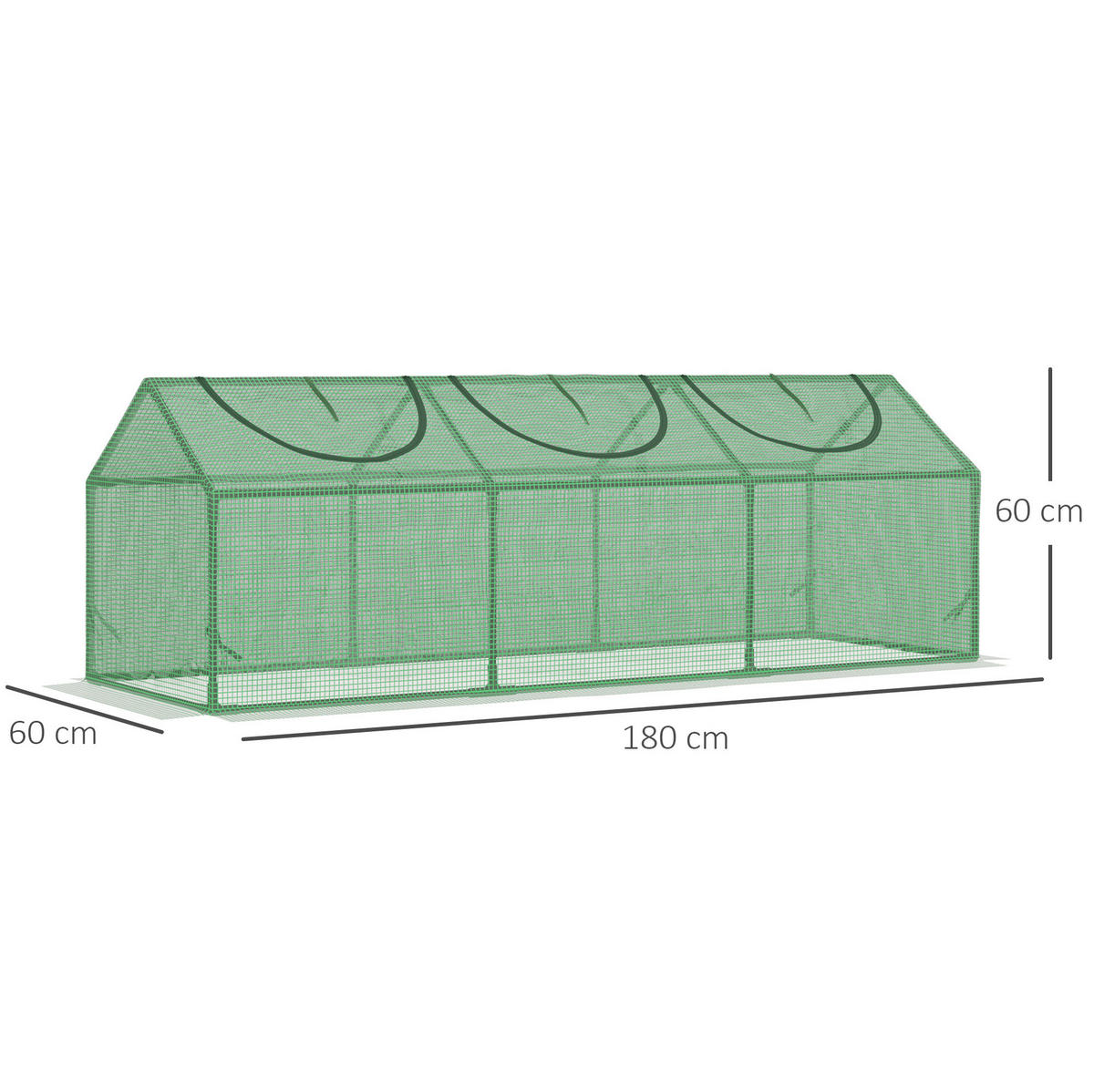 GEWÄCHSHAUS 180/60/60 cm in Dunkelgrün mit Fenster und UV-beständiger Abdeckung - Dunkelgrün, Metall (60/60/180cm) - Flora Grace