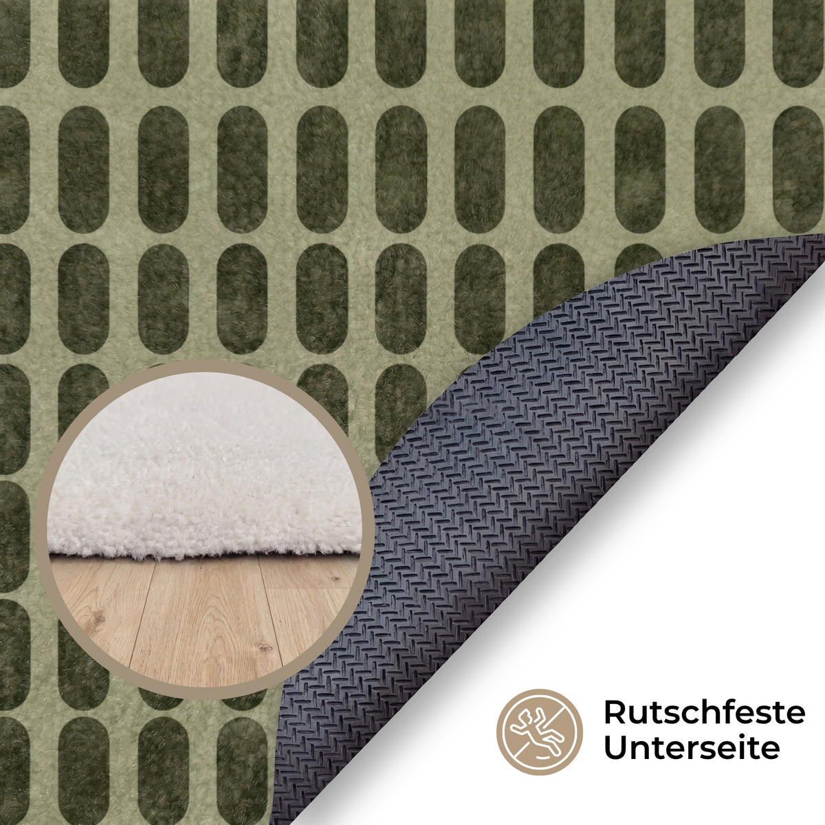 KOBERCE - Rytmické - Impact - Zelené - 90x90 cm - olivovozelená, textil/plast (90/0.4cm) - OnlyWow