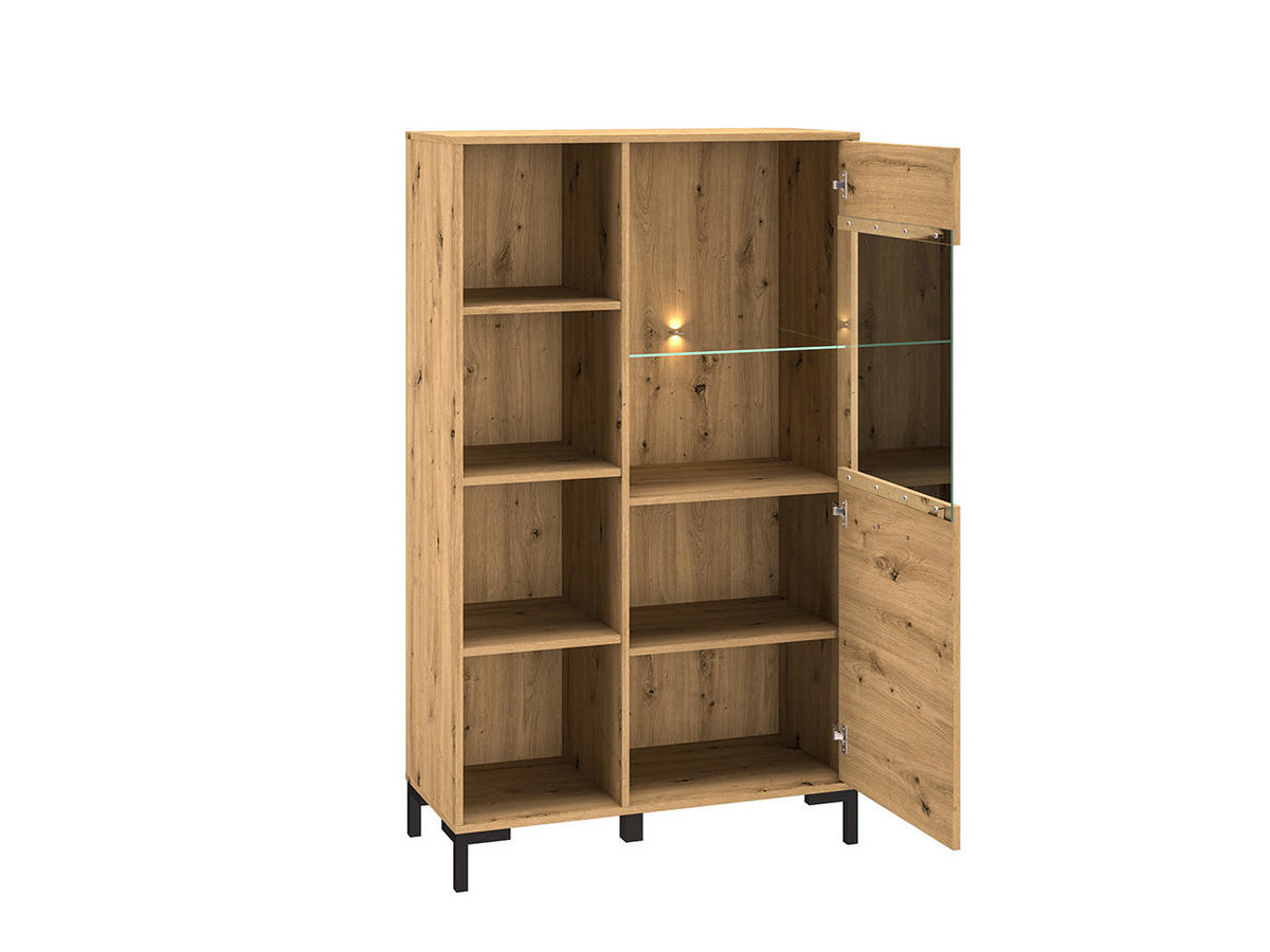 VITRINE – 55 cm – Nevio – Schwarz / Eichefarben – VI-016 - Eichefarben/Schwarz, Holzwerkstoff (55/200/40cm) - hi-markt