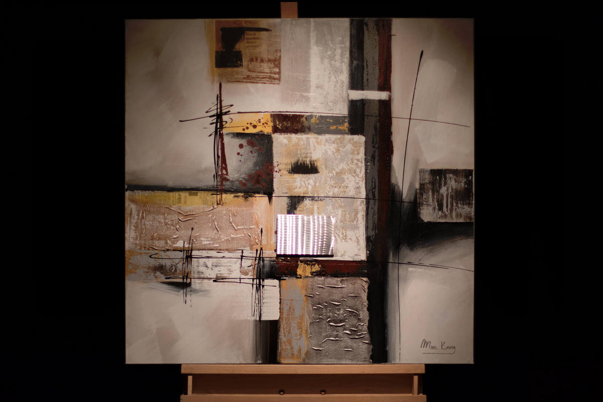 ACRYLBILD HANDGEMALT 80/80 cm - Beige/Grau, Holz/Textil (80/80cm) - KUNSTLOFT