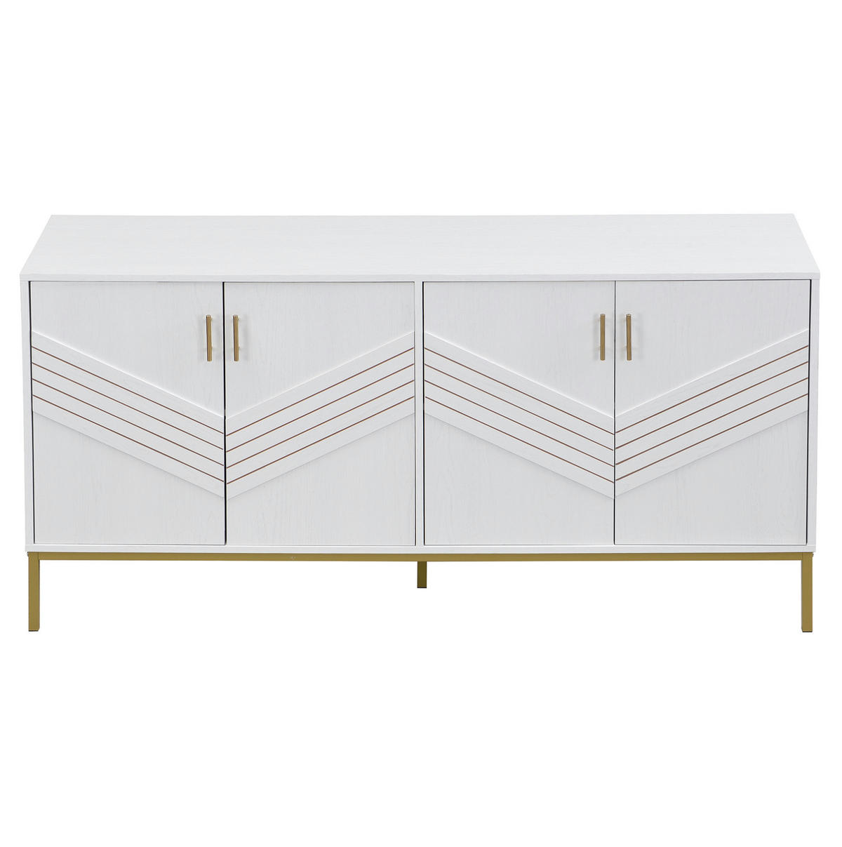 SIDEBOARD 160/40/80,5 cm in Weiß mit 4 Türen und verstellbaren Einlegeböden - Weiß, Holzwerkstoff (40/80.5/160cm) - Flora Grace