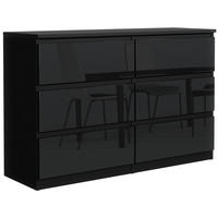 KOMODA - čierna/čierna s vysokým leskom, kompozitné drevo (120/79/39cm) - RAUMHIRSCH FURNITURE