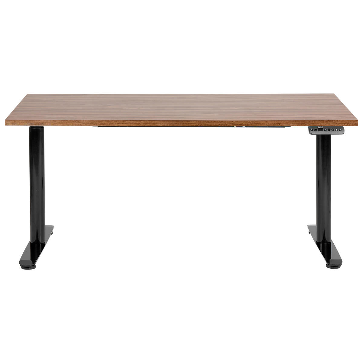 SCHREIBTISCH braunschwarz 160/72 cm elektrisch höhenverstellbar Destin IV - Dunkelbraun/Schwarz, Holz (72/160/67cm) - Beliani