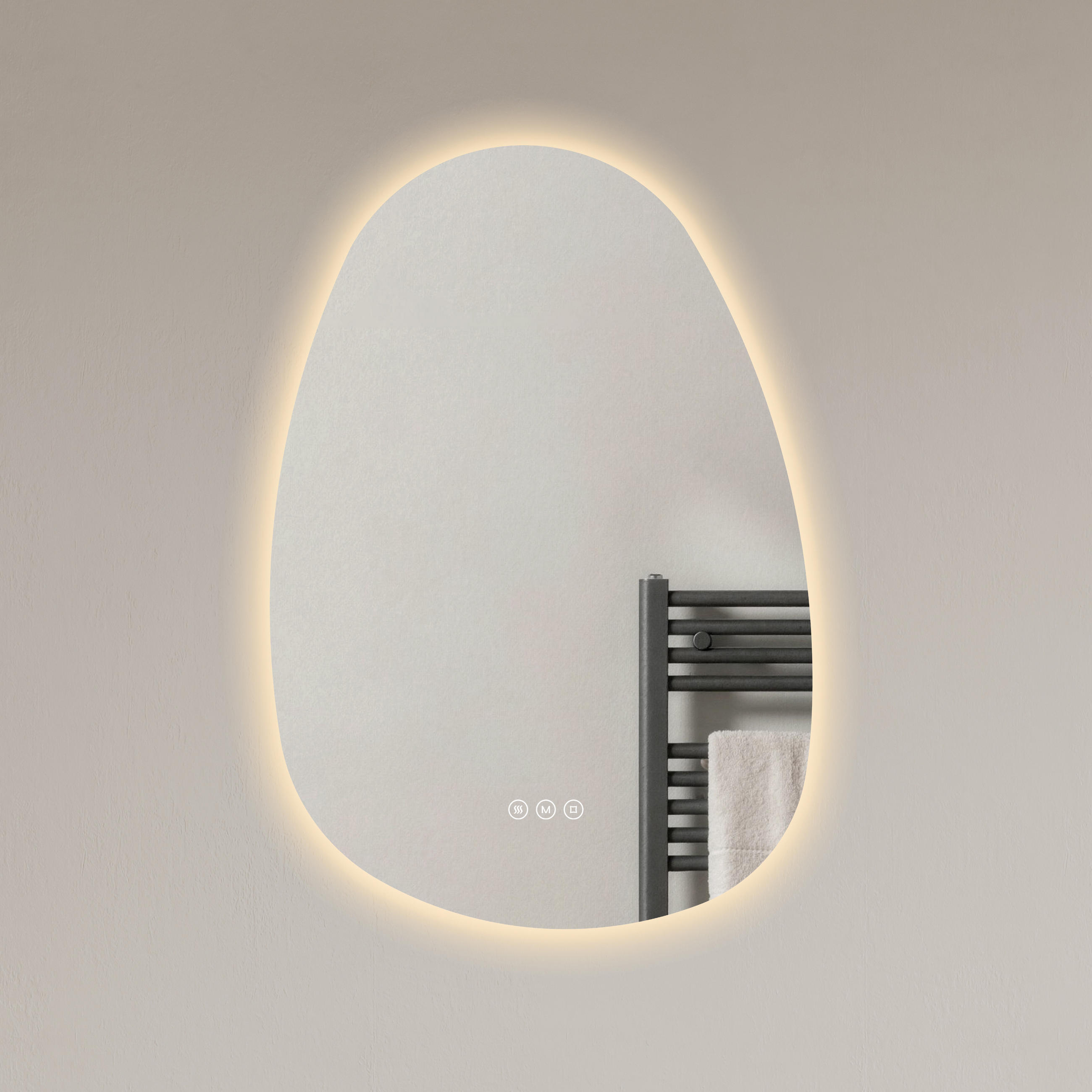 BADSPIEGEL mit Beleuchtung , Anti-Beschlag 65/45/3 cm - Weiß, Glas (45/2.9/65cm) - EMKE