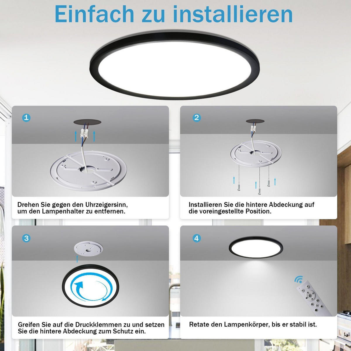 LED-DECKENLEUCHTE Idna 30 cm - Schwarz, Kunststoff (30/30/2cm) - Nettlife
