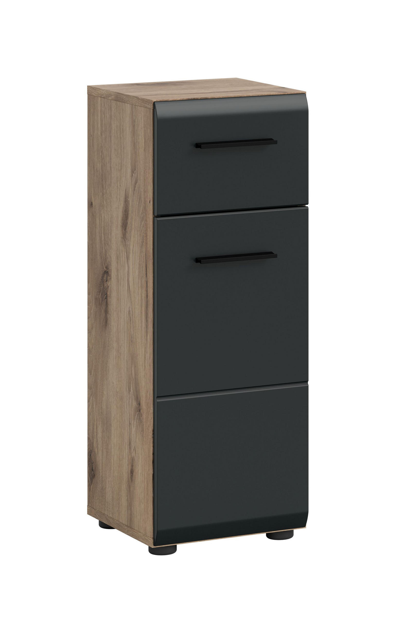 STANDSCHRANK ICE (B/H/T: ca. 30/80/30 cm) in Nox Oak Nachbildung/schwarz matt - Eichefarben, Holz (30/80/30cm)