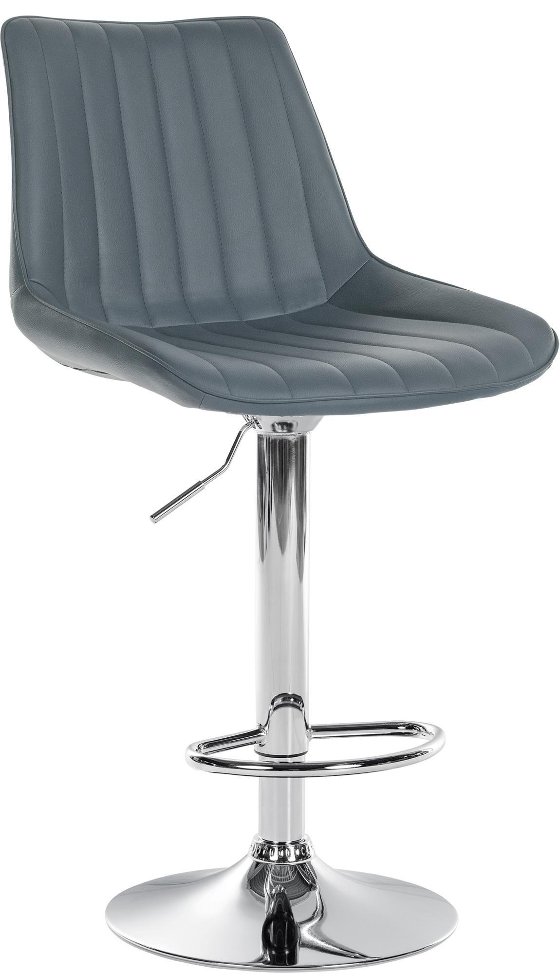 BARHOCKER RIO Grau Kunstleder Chrom - Grau, Leder/Metall (49.5/91/50cm) - DELUKE