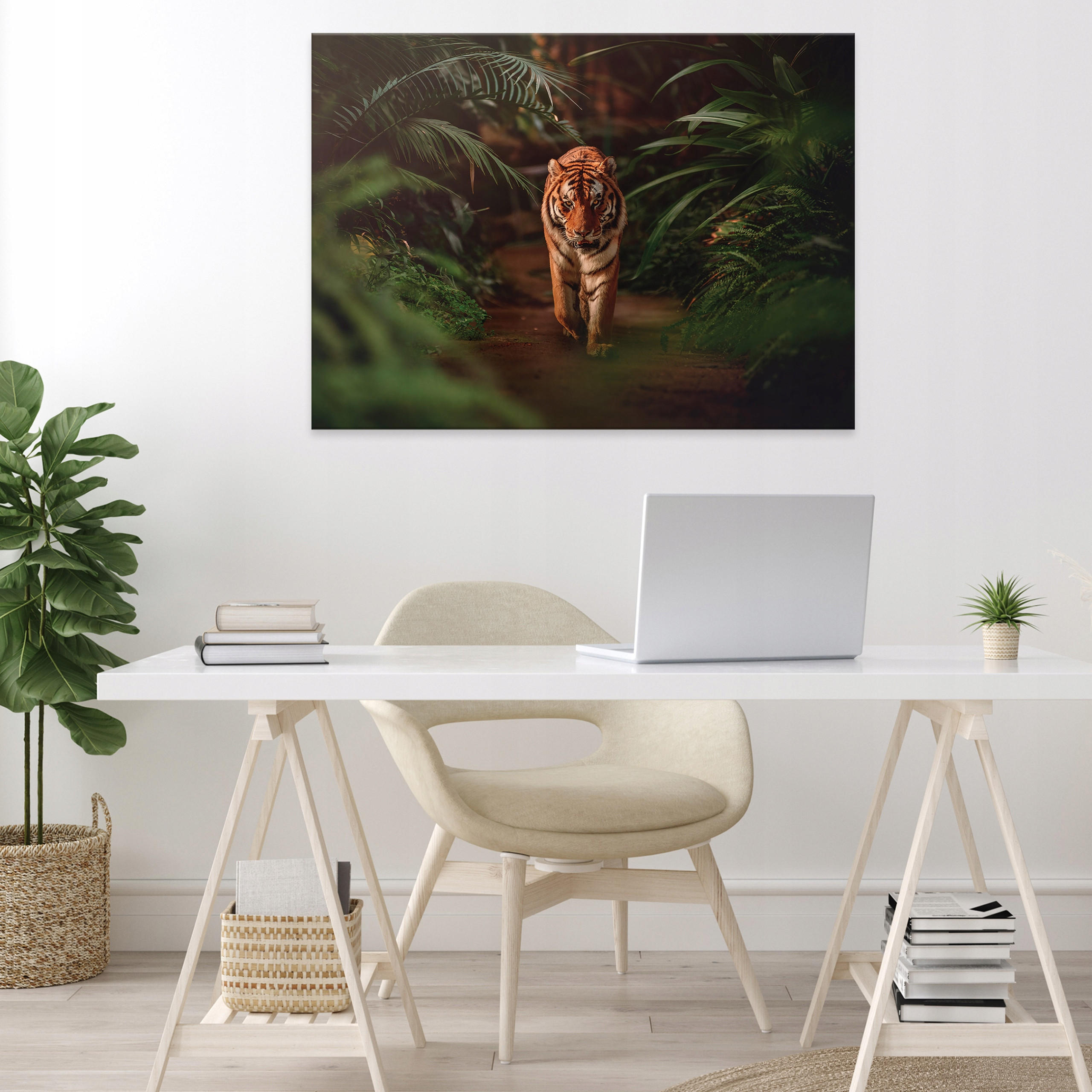 LEINWAND BILDER Tiger Tiere 100x70 - Multicolor, Holzwerkstoff (100/70cm) - Wallarena