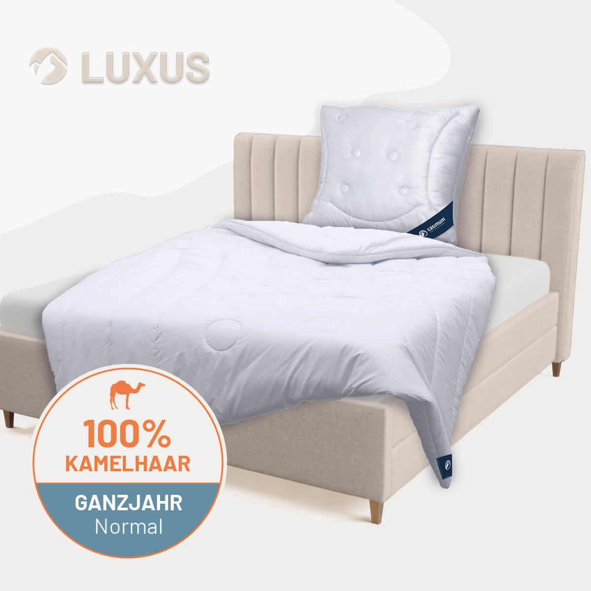 STEPPBETT Kamelhaar 135x200 cm Normal, Ganzjahresdecke 100% Kamelflaumhaar - Weiß, Textil (135/200cm) - casimum