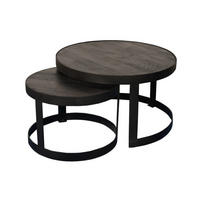 COUCHTISCH Paola Mangoholz 70 cm / 70 cm + 50 cm / 50 cm Schwarz - Schwarz, Holz (70/70/45cm)