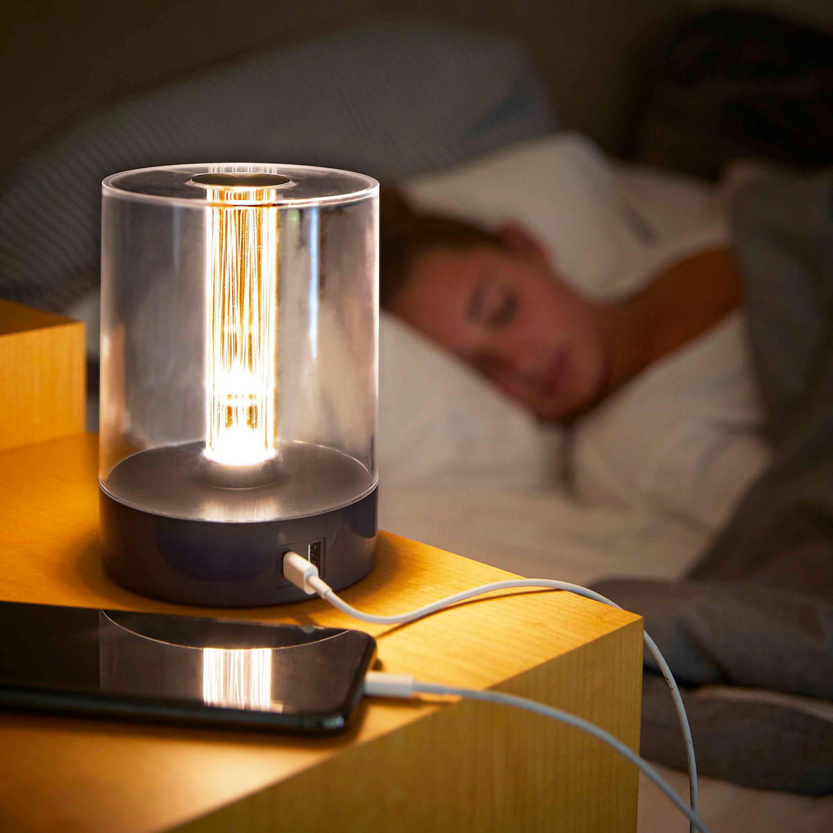 LED-TISCHLEUCHTE - dimmbar mit Farbwechsel, Touch-Taste und USB-Ladeports in Grau - Grau, Kunststoff (10.6/10.6/14.6cm) - Northpoint