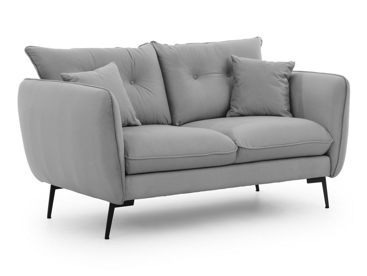 2-SITZER-SOFA Nordloft Hellgrau Samt - Hellgrau/Schwarz, Holz/Textil (174/86/100cm) - S-Style Möbel