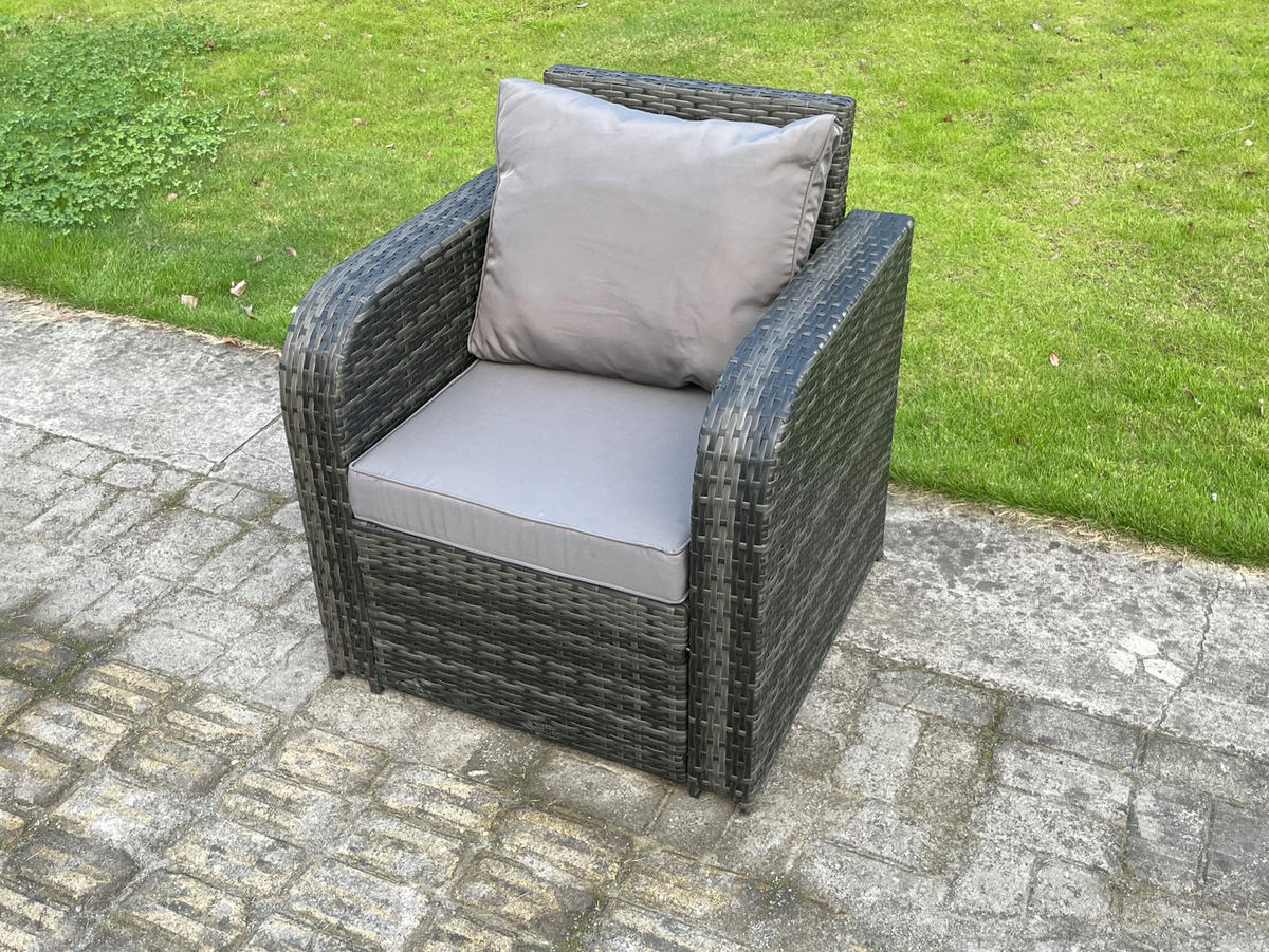 GARTENSTUHL Polyrattan 1-teilig - Dunkelgrau, Glas/Kunststoff (67/79/74cm) - Fimous