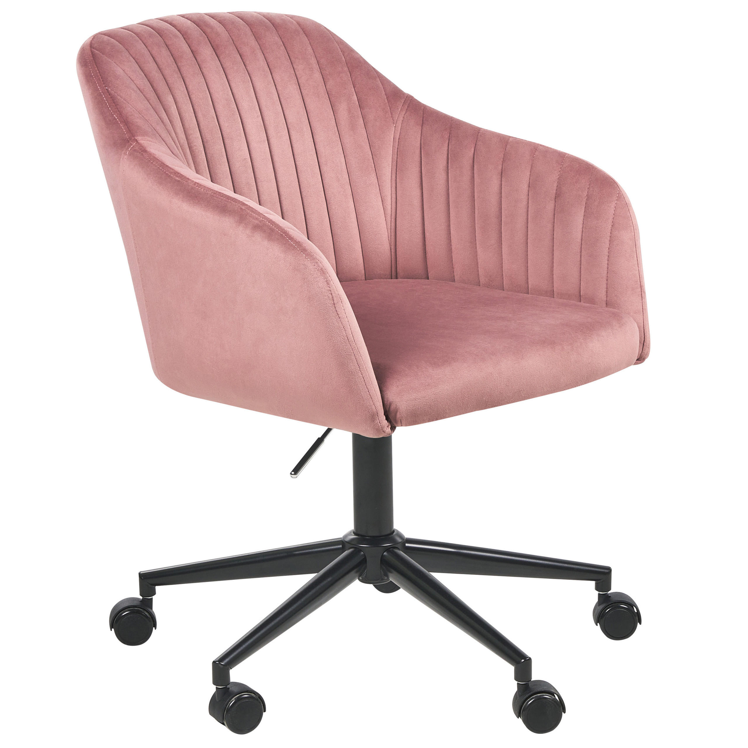 BÜROSTUHL Samtstoff Rosa Venice - Pink/Schwarz, Textil (64/89/64cm) - Beliani