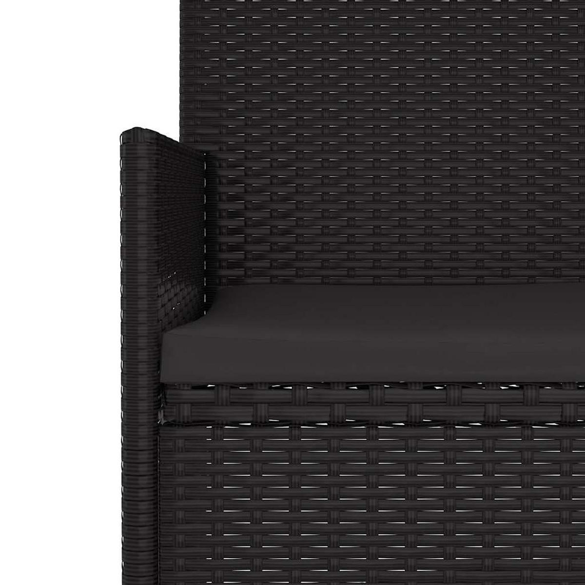 GARTENBANK 2-Sitzer Mit Kissen Schwarz Poly Rattan - Schwarz, Kunststoff (90/85/51cm) - vidaXL