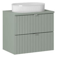 WASCHTISCHKOMBI 60 cm 3 Teile - Line Reed Green L BM80 in Schilfgrün/ Evoke Eiche - Eiche Artisan/Grün, Holz (60/57/40cm)