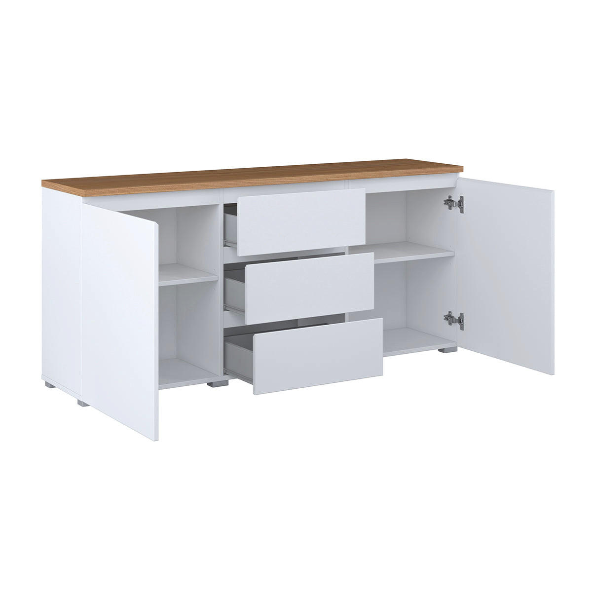 SIDEBOARD Liko Weiß und Holz - Weiß, Holzwerkstoff (150/67.9/34.5cm) - Petits-meubles