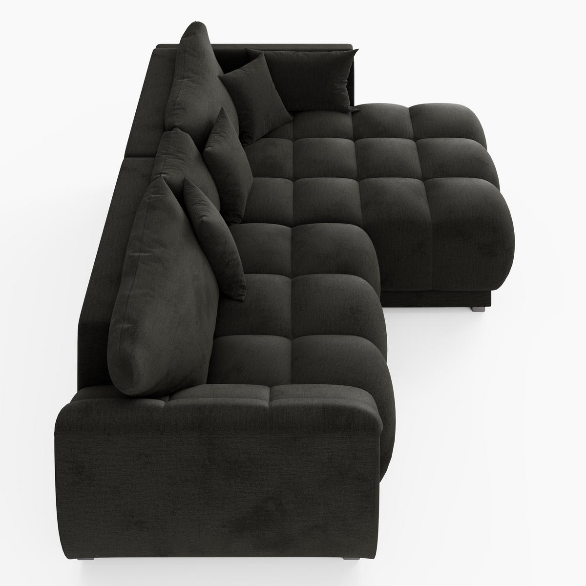 ECKSOFA LARGO Rechts Gelb Velours-Stoff L-Form Couch mit Schlaffunktion & Bettkasten - Gelb/Schwarz, Holz (285/180cm) - Barchello