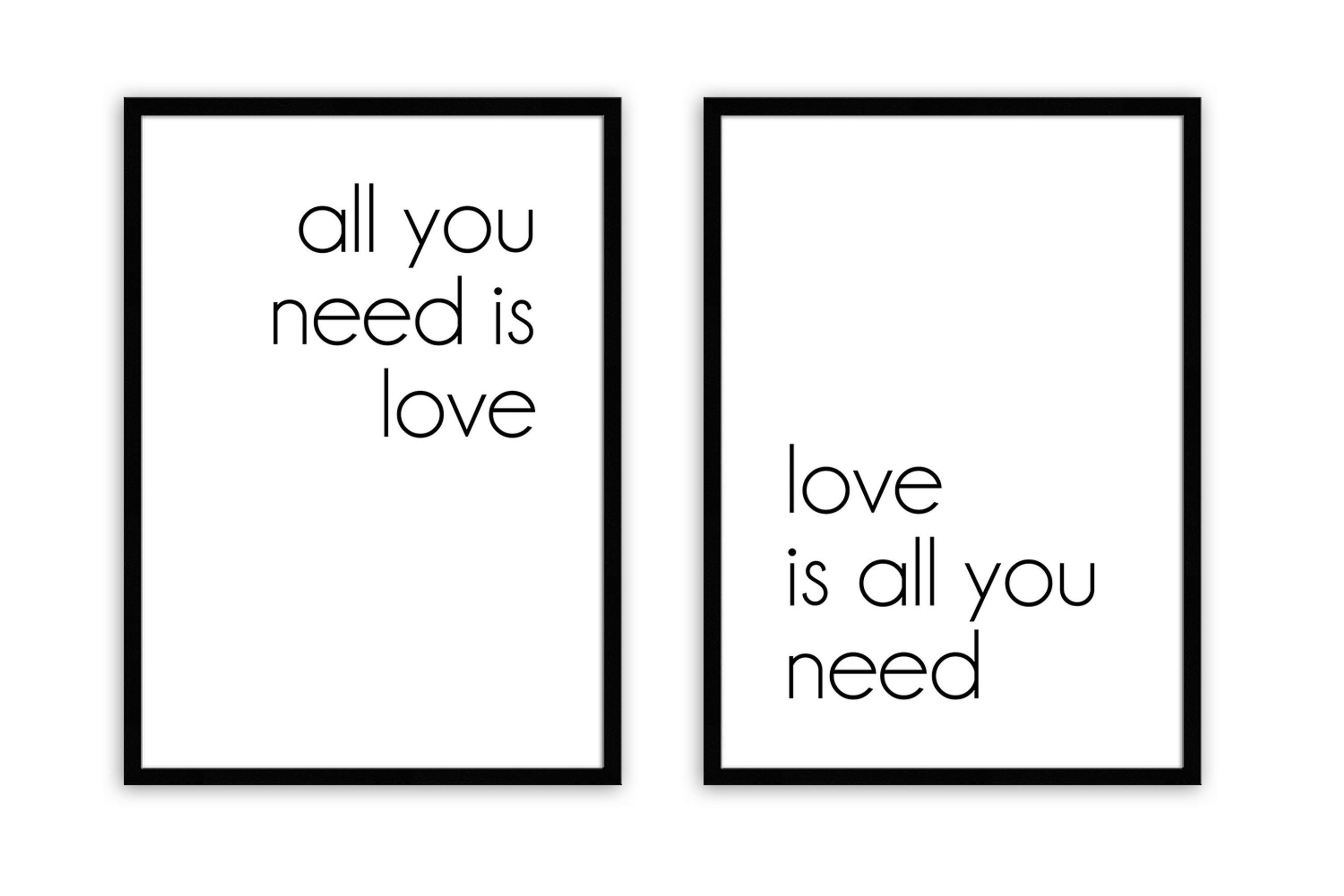 BILD mit Rahmen 2er Set 51x71 cm Spruch: Liebe - Weiß, Holz (51/71cm) - artissimo