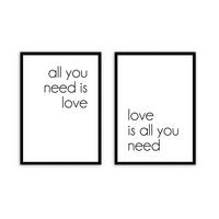 BILD mit Rahmen 2er Set 51x71 cm Spruch: Liebe - Weiß, Holz (51/71cm) - artissimo