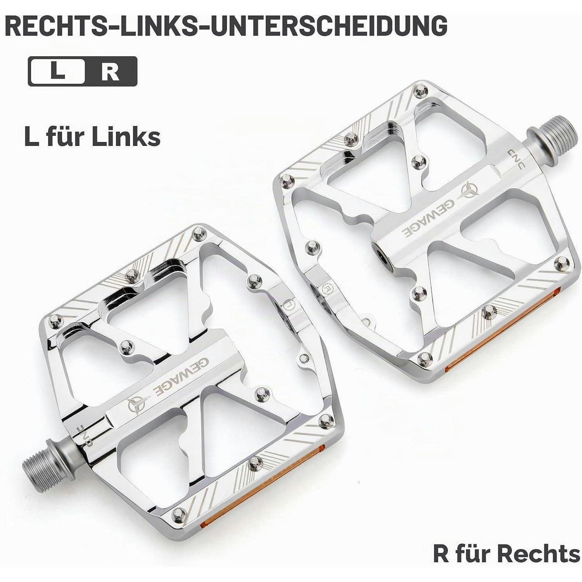 FAHRRADPEDALE mit Reflektoren Aluminium Silber - Silberfarben, Metall (10.1/1.5/11.8cm)