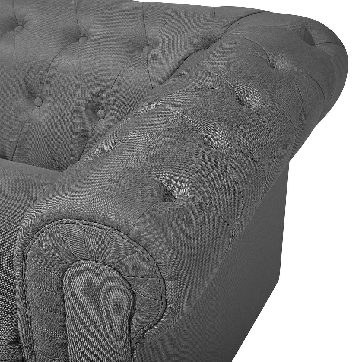 3-SITZER-SOFA Polsterbezug Hellgrau Chesterfield - Hellgrau, Textil (222/78/85cm) - Beliani