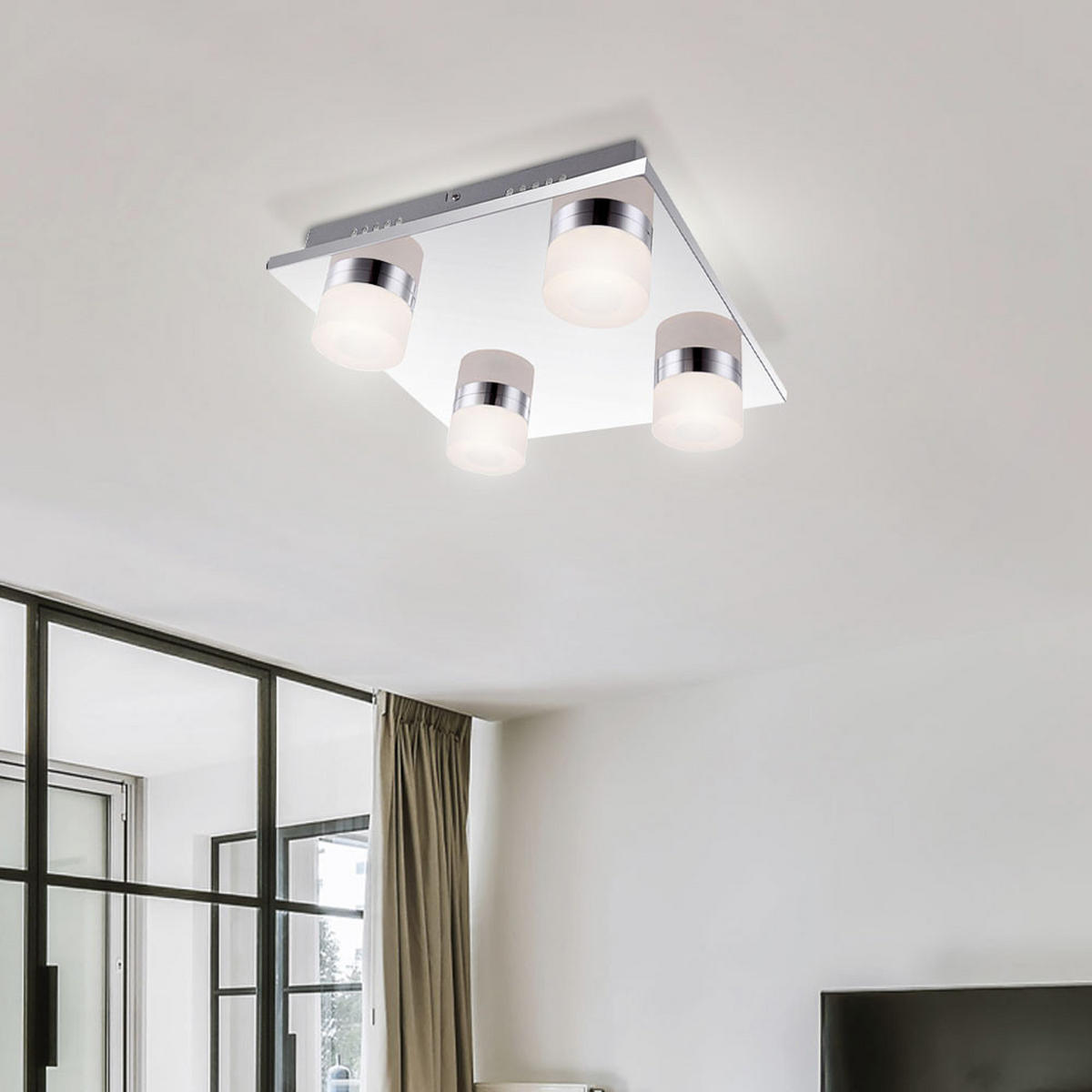 LED DECKENLEUCHTE PANAMERA Silber Chrom - Silberfarben, Metall (30/30/8cm) - Globo Lighting