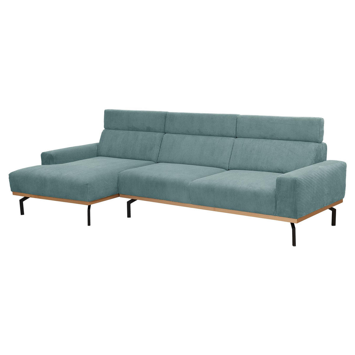 ECKSOFA mit Longchair links Katrien Cordstoff eisblau - Pastellblau, Kunststoff (135/280cm) - 58aufmkessel