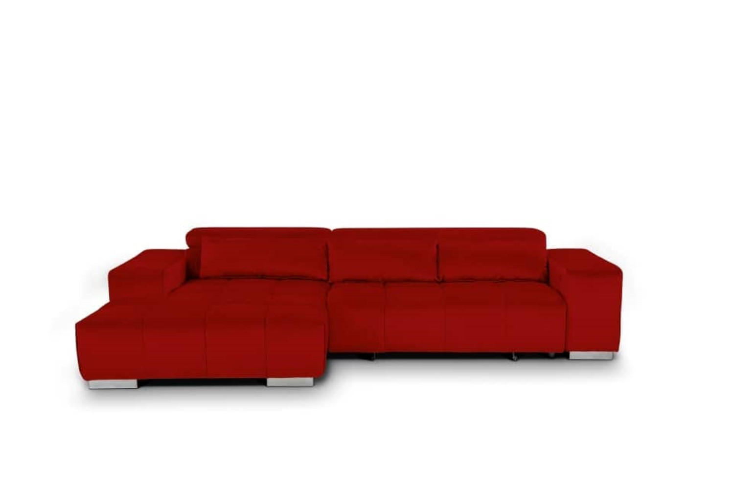 ECKSOFA mit elektrischem Sitzvorschub und verstellbaren Kopflehnen - Chromfarben/Rot, Textil (307/186cm) - Cotta