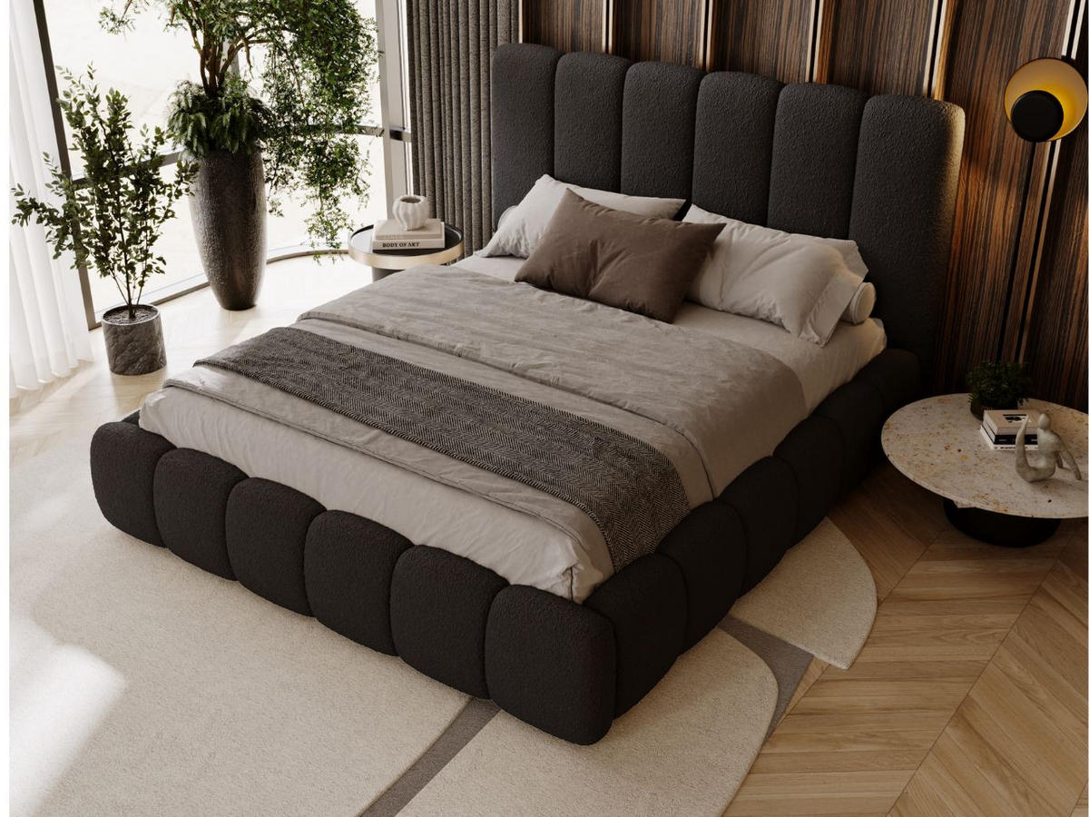 POLSTERBETT Imperial 140x200 Bouclé-Stoff Schwarz - Schwarz, Textil (140/200cm) - Graingold