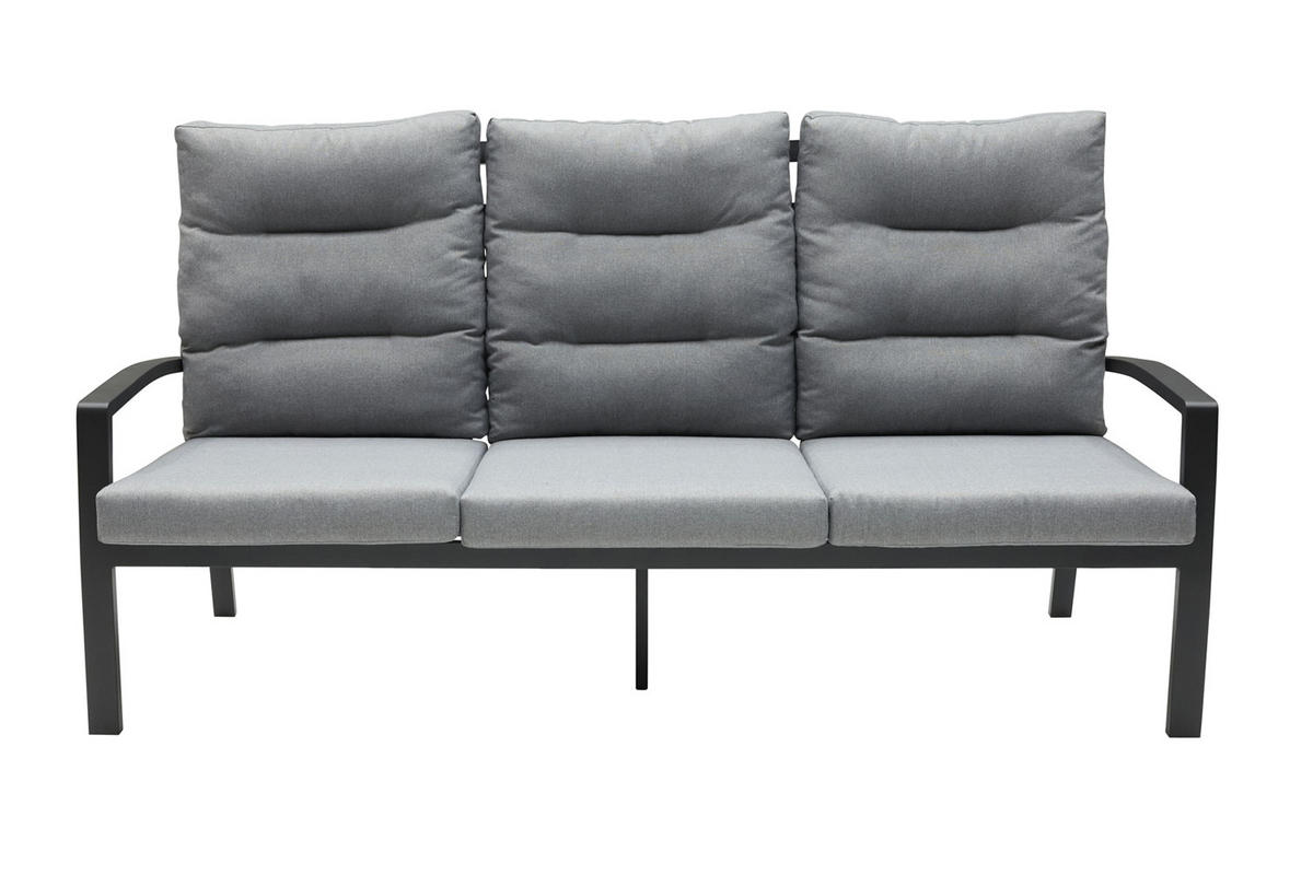 LOUNGESOFA Burundi 210x85x109 cm, Metall, Anthrazit - Anthrazit/Grau, Metall (210/109/85cm) - dasmöbelwerk