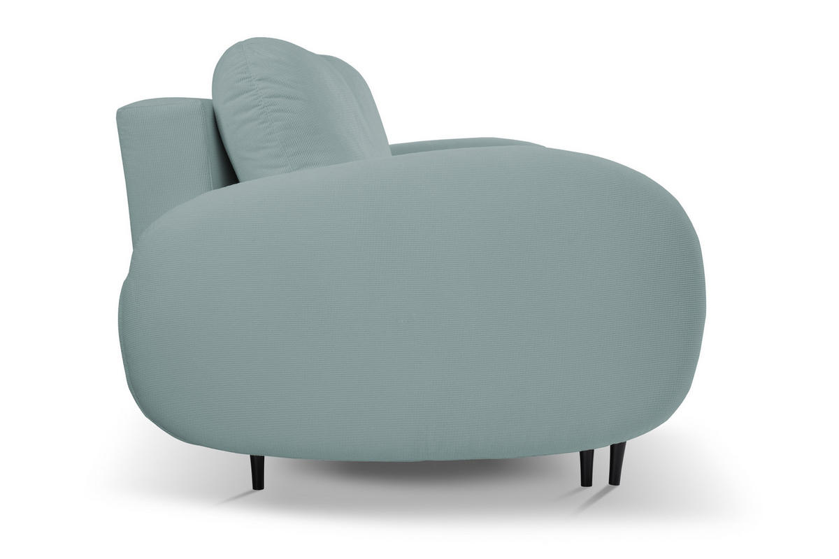 SOFA SOFT RunAgin Mit Schlaffunktion Und Bettkasten, PUR-Schaum, Schwarze Kunststofffüße, lose Rückenkissen, freistehend, 232x109x95 cm Turquoise - Türkis, Holz/Textil (232/95/109cm) - DomoHome