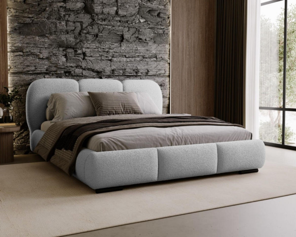 BETT Hellgrau ROZA Mit Bettkasten 140x200 cm - Grau, Textil (140/200cm) - Sepro Meble