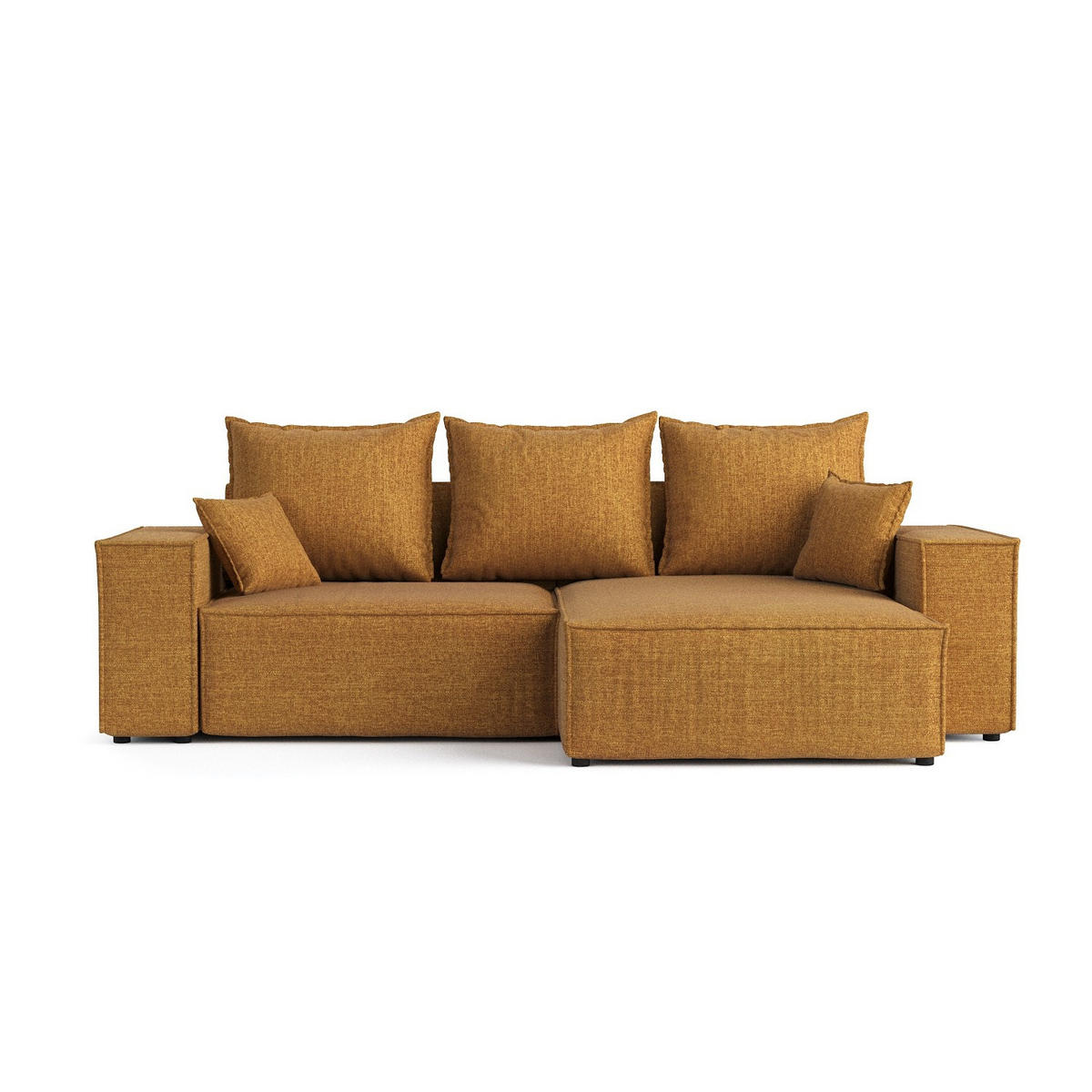 ROHOVÁ SEDAČKA SENSO, textil, Medově žlutá - černá/med, dřevo/kompozitní dřevo (255/148cm) - AltaBeds