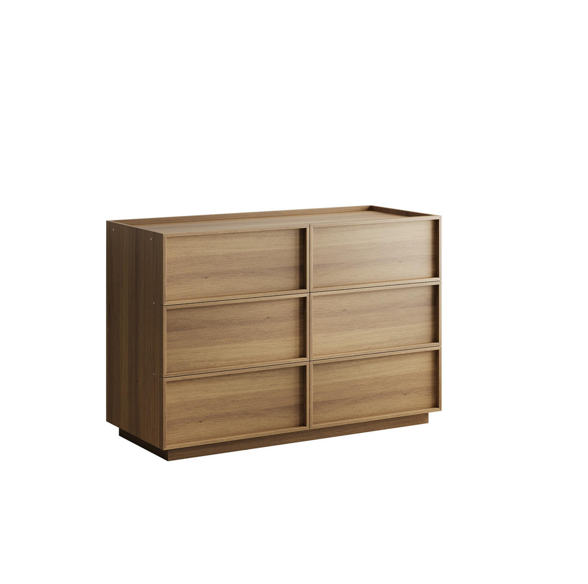 KOMODA z MDF a dřevotřísky 115x48x78 cm dubová se 6 zásuvkami, bez úchytek a s ochranou proti převrácení - ořechová, kompozitní dřevo (115/78/48cm) - Modfu