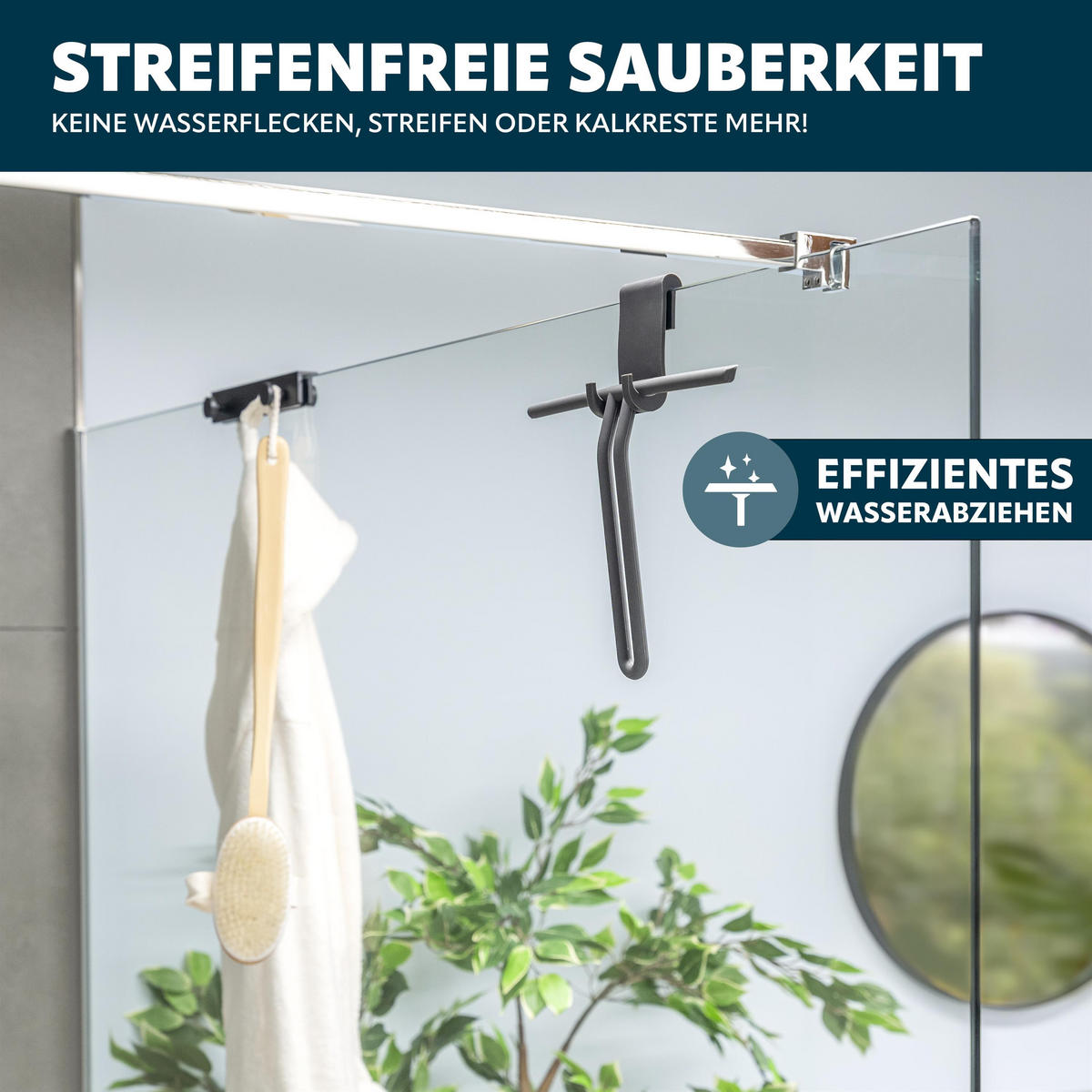 DUSCHABZIEHER 2er-Set, grau, Edelstahl - Grau, Metall (24/20/2cm) - bremermann