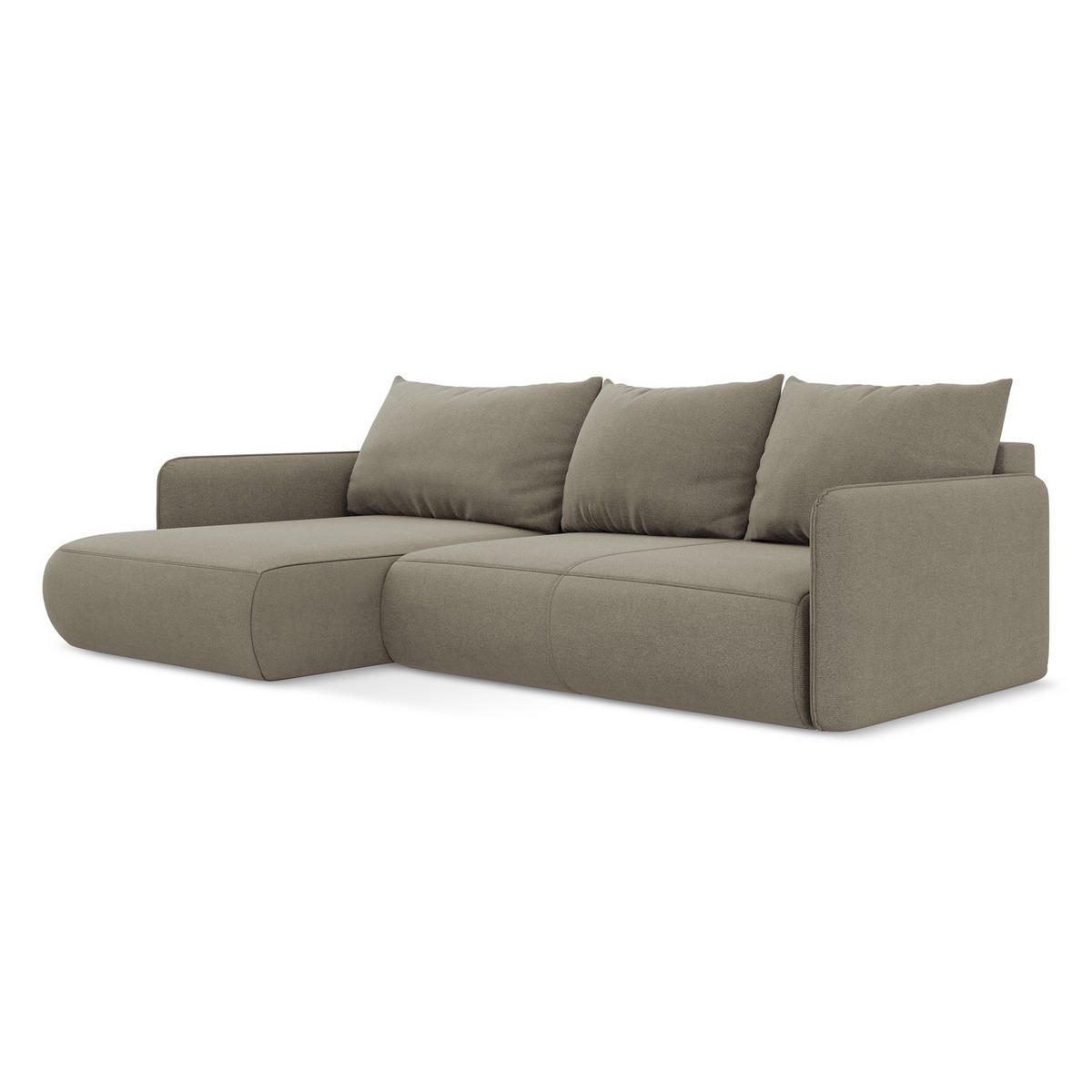 ECKSOFA mit Schlaffunktion Strukturstoff Stoff Beige - Beige/Schwarz, Kunststoff/Textil (148/240cm) - LaMiaSofa