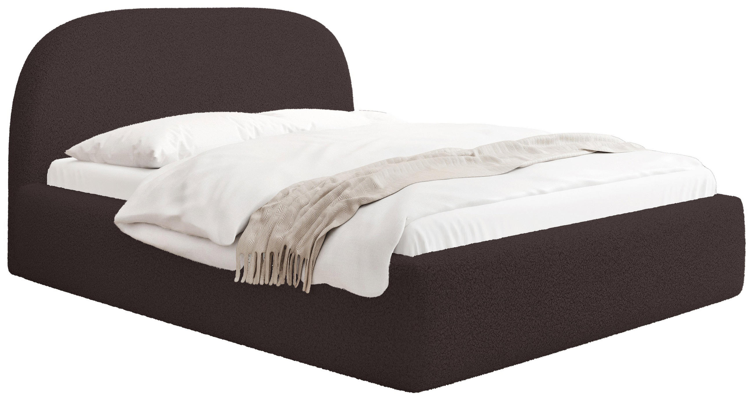 POLSTERBETT Puro mit Bettkasten, Braun Boucle 120 x 200 cm – mit Metall-Lattenrost - Birkefarben/Schwarz, Holzwerkstoff/Kunststoff (120/200cm) - WFL GROUP