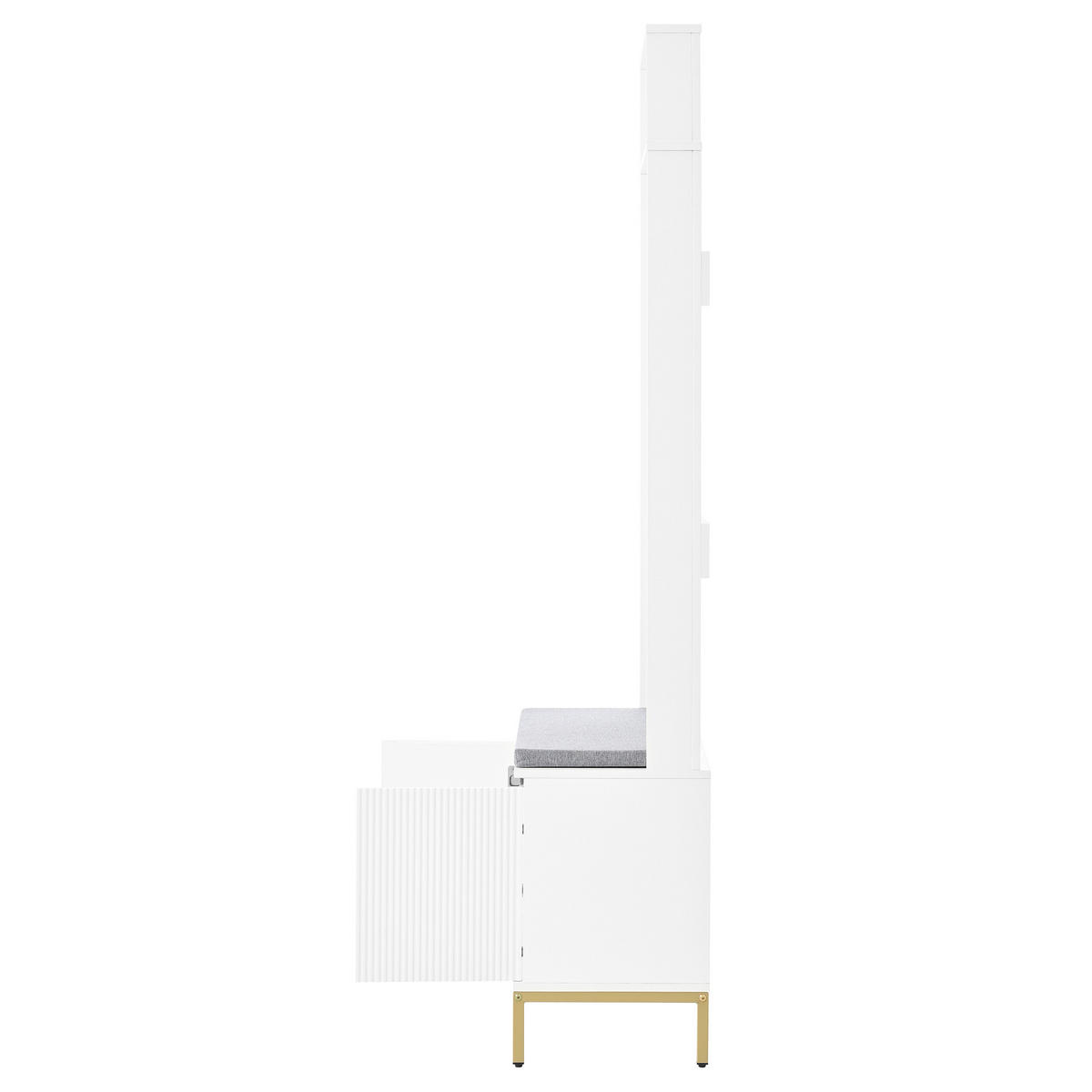 GARDEROBENBANK Weiß mit Schuhschrank und LED - Weiß, Holzwerkstoff (60/191.5/35.5cm) - FLIEKS