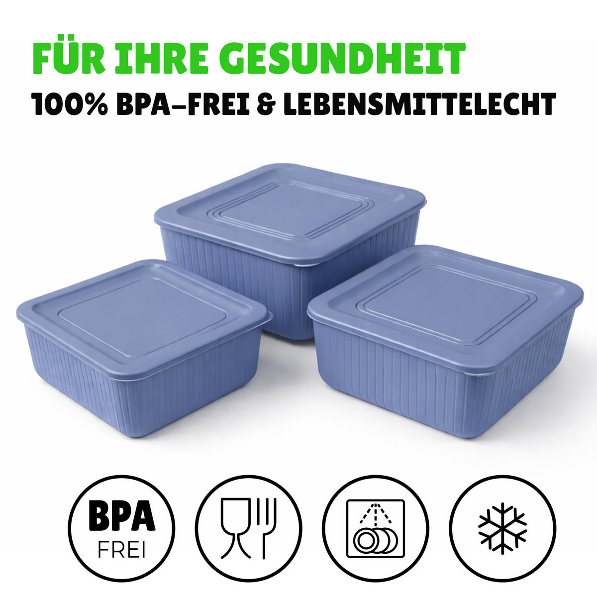 VORRATSDOSEN 3-teilig 0,5L/1L/1,5L Blau - Blau, Kunststoff - ProHome