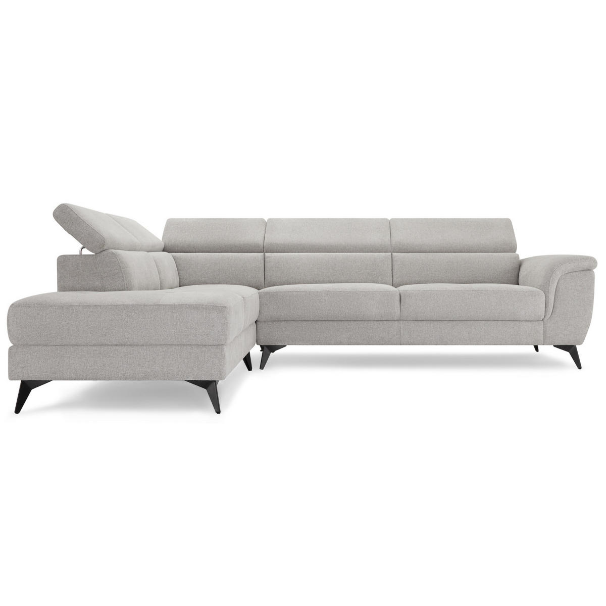 ECKSOFA Webstoff Grau - Schwarz/Grau, Textil/Metall (290/95cm) - Furnhouse