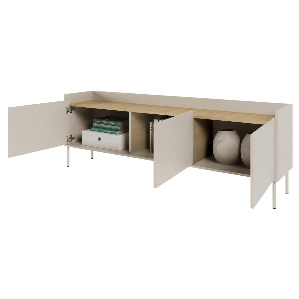 TV-SCHRANK Tovi Kaschmir / Holzoptik Eiche 175/58/36 cm - Taupe, Holzwerkstoff/Metall (175/58.5/36.4cm) - Selsey
