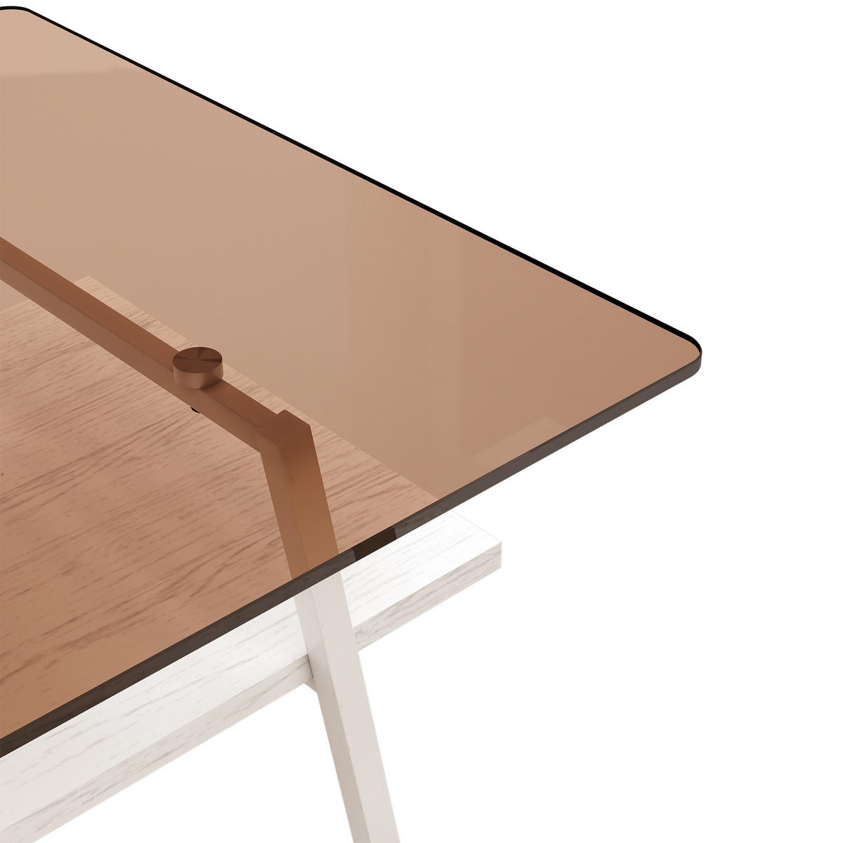 COUCHTISCH Weiß und Braun mit Glasplatte 98/58/42,5 cm - Braun, Holzwerkstoff (58/98/42.5cm) - PANGIVO