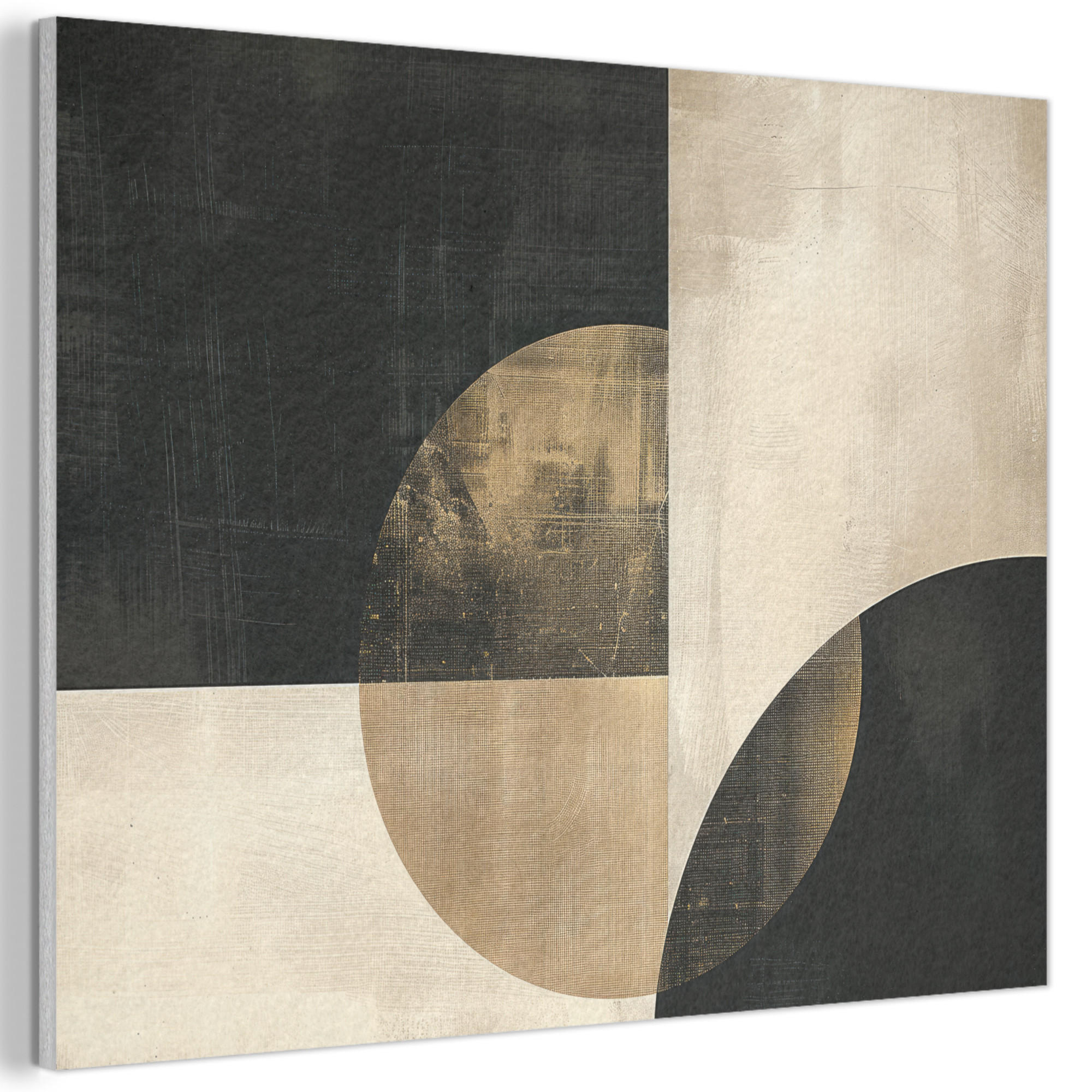 MuchoWow AKUSTICKÝ obraz Abstraktní - Geometrické tvary - Černá - Zlatá 80x60 cm