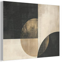 AKUSTIKBILD Abstrakt - Geometrische Formen - Schwarz - Gold Wanddeko 70x50 cm - Ecru, Kunststoff (70/50/0.9cm) - MuchoWow