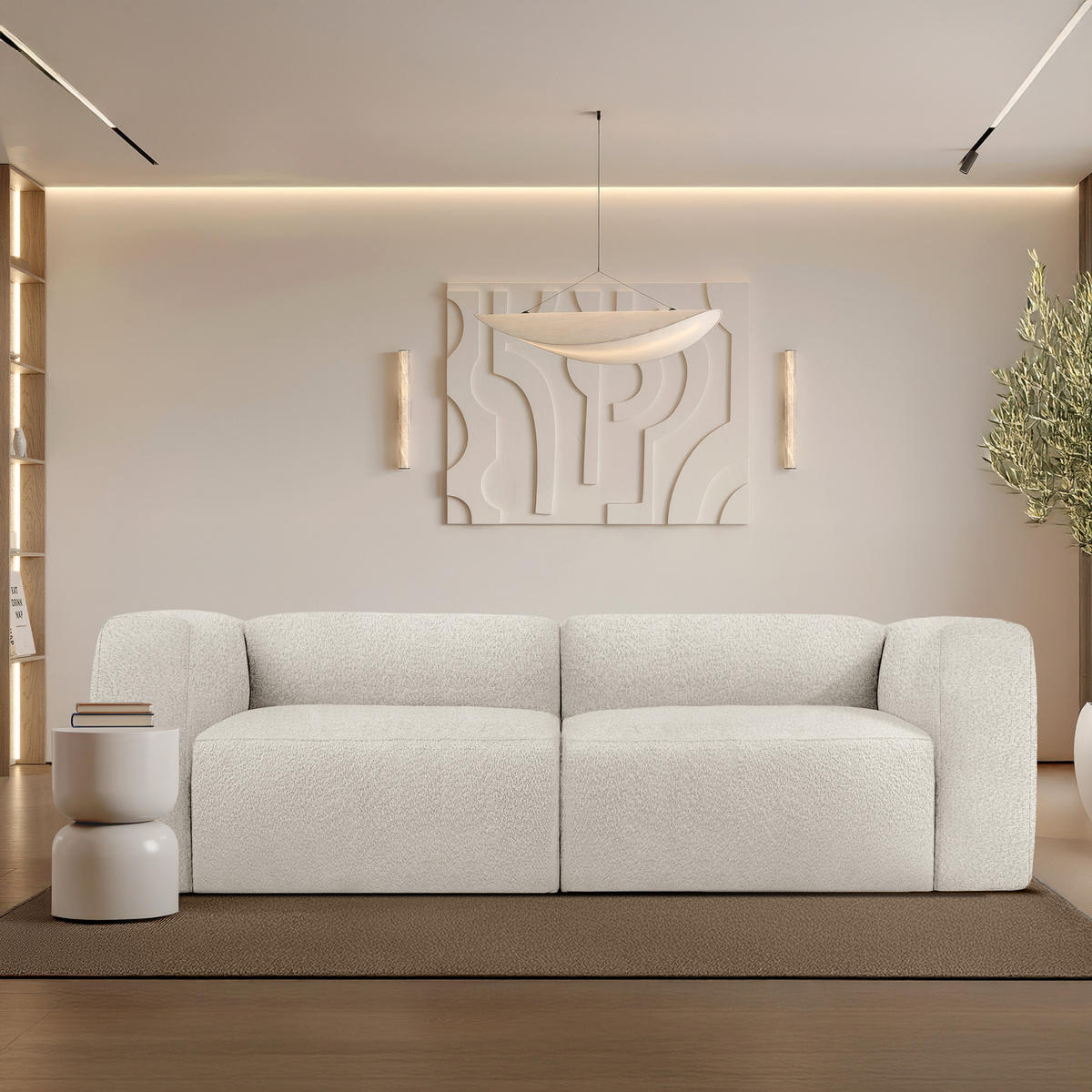 2,5-SITZER SOFA BUFFO, Weiß - Weiß, Holz/Holzwerkstoff (250/73/96cm) - KONSIMO®