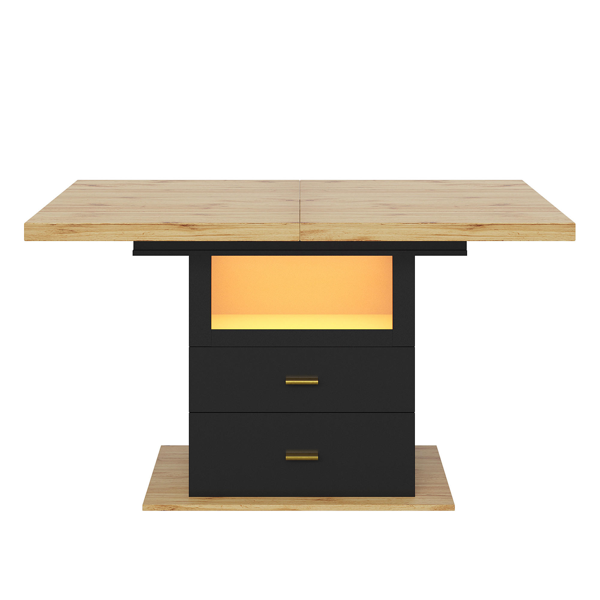 ESSTISCH ausziehbar 110-140/80/75 cm mit LED DE-39591 Schwarz - Schwarz, Holzwerkstoff (80/110/75cm) - ComfortXL