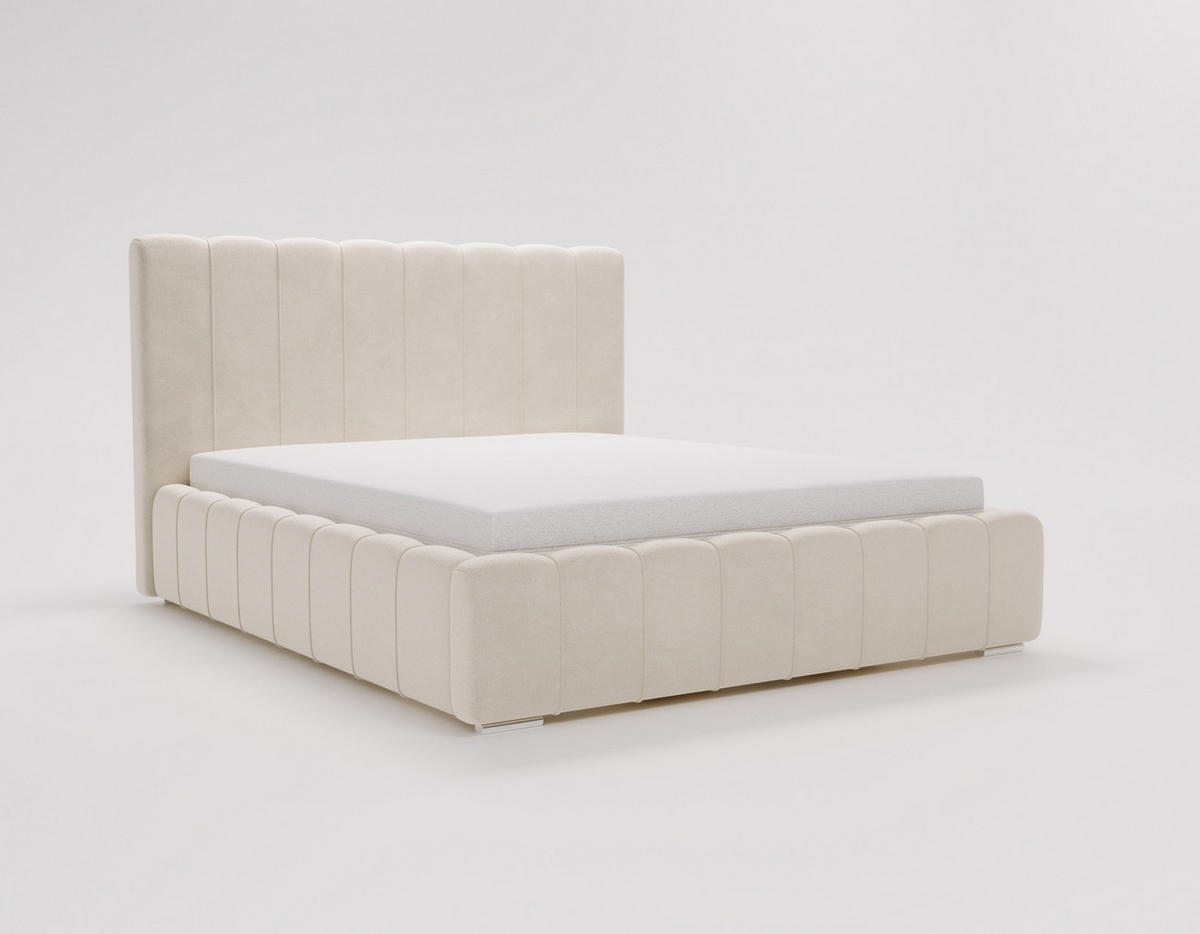 POLSTERBETT 160x200 mit Lattenrost, Bettkasten, Lisbon, Creme - Creme, Holz/Textil (160/200cm) - Emporius